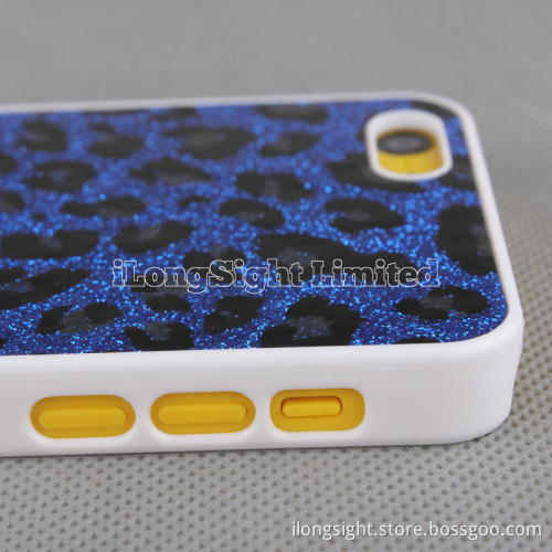 Leopard Print Glitter Plastic Hard Case For iPhone 5C